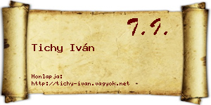 Tichy Iván névjegykártya